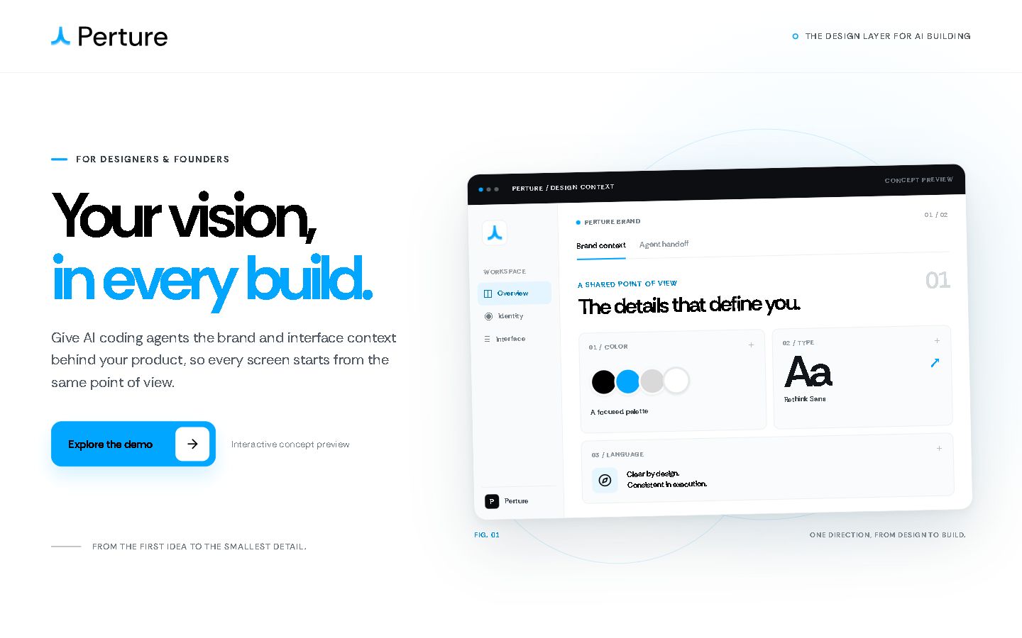 Original landing-page output created with manually supplied brand files, without connected Perture context